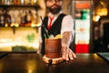 Barkeeper show attractive alcohol cocktail Royalty Free Stock Photo