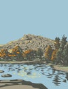 Barker Dam Within the Wonderland of Rocks in Joshua Tree National Park Located in California WPA Poster Art