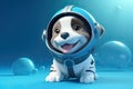 Barking at the Moon: 3D-Generated Astronaut Dog on a Vibrant Blue Gradient Background Royalty Free Stock Photo