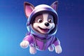 Barking at the Moon: 3D-Generated Astronaut Dog on a Vibrant Blue Gradient Background Royalty Free Stock Photo