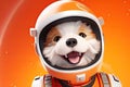 Barking at the Moon: 3D-Generated Astronaut Dog on a Vibrant Orange Gradient Background Royalty Free Stock Photo