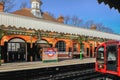 West bound train arring at the platform of Barkingside Underground station. Royalty Free Stock Photo