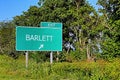 US Highway Exit Sign for Barlett Royalty Free Stock Photo