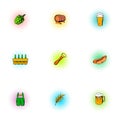 Barley drink icons set, pop-art style Royalty Free Stock Photo