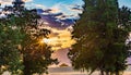 Barley field with a backdrop of the Southern Alps at sunset in Wanaka Otago New Zealand Royalty Free Stock Photo