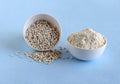 Barley flour and barley grains in bowls Royalty Free Stock Photo