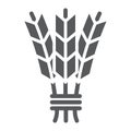 Barley glyph icon, harvest and rye, wheat sign, vector graphics, a solid pattern on a white background. Royalty Free Stock Photo