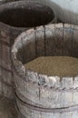 Barley grain in barrel Royalty Free Stock Photo