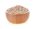 Barley grain seed on wooden bowl Royalty Free Stock Photo