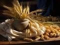 Barley Grains in a Small Burlap Sack