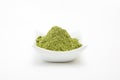 Barley grass green powder, a superfood for health and alternative cancer treatment Royalty Free Stock Photo
