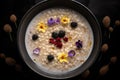 Barley Porridge with Fruits And Berries, Pearl Barley Porridge, Abstract Generative AI Illustration