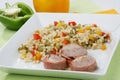 Barley salad with pork meat