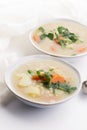 Barley soup, pearl barley in white bowl Royalty Free Stock Photo
