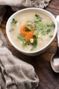 Barley soup, pearl barley in white bowl Royalty Free Stock Photo