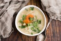 Barley soup, pearl barley in white bowl Royalty Free Stock Photo