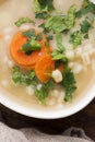 Barley soup, pearl barley in white bowl Royalty Free Stock Photo