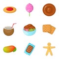 Barley sugar icons set, cartoon style