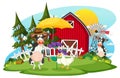 Barm farm with cartoon character Royalty Free Stock Photo