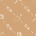 Barman equipment contour seamless pattern