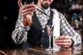 Barman formulates a cocktail in the pothouse Royalty Free Stock Photo