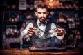 Barman formulates a cocktail on the taproom Royalty Free Stock Photo