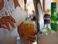 Barman hands pouring draught beerfrom a tap Royalty Free Stock Photo