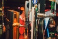 Barman hands pouring a lager beer in a glass. Royalty Free Stock Photo