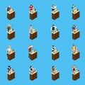 Barman Isometric Icons