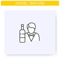 Barman line icon. Editable illustration