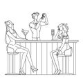 Barman Making Alcoholic Cocktail For Women Vector