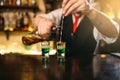 Barman making attractive alcoholic cocktail