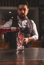 Barman making cocktail