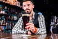 Barman mixes a cocktail at the beerhall