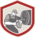 Barman Pouring Beer Ale Barrel Retro