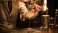 Barman pouring fresh alcoholic drink into the glasses bar counter with background Royalty Free Stock Photo