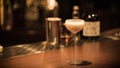 Barman pouring fresh alcoholic drink into the glasses bar counter with background Royalty Free Stock Photo