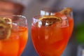 Barman pouring a fresh pink alcoholic cocktail into the elegant glass on the bar counter Royalty Free Stock Photo