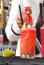 Barman preparing cocktail. Royalty Free Stock Photo