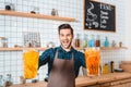 Barman with refreshing lemonades