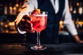 Barman\'s Skillful Hands Creating a Perfect Drink on the Bar Counter. created with Generative AI