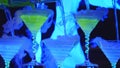 Barman show. Bartender pours alcoholic cocktails. close up Royalty Free Stock Photo