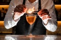 Barman making a fresh cocktail with a smoky note Royalty Free Stock Photo