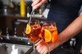 Barman at work, preparing cocktails. concept about service and beverages In the kitchen the restaurant