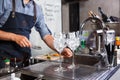 Barman at work, preparing cocktails. concept about service and beverages In the kitchen the restaurant Royalty Free Stock Photo