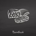 Barmbrack food sketch on chalkboard