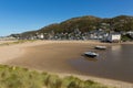 Barmouth Wales beach boats and town