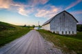 Barn along a dirt road at sunset, near Seven Valleys in rural Yo Royalty Free Stock Photo