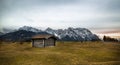 Barn in Alps near KrÃ¼n, Buckelwiesen, Germany Royalty Free Stock Photo