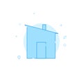 Barn, bathhouse flat vector icon. Building symbol, filled line style. Blue monochrome design. Editable stroke Royalty Free Stock Photo